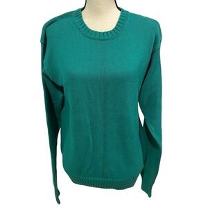 J Crew Sweater Vintage Crew Neck Sz Large Emerald Green